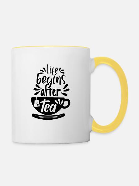 Tee - Tasse zweifarbig - Weiß/Gelb