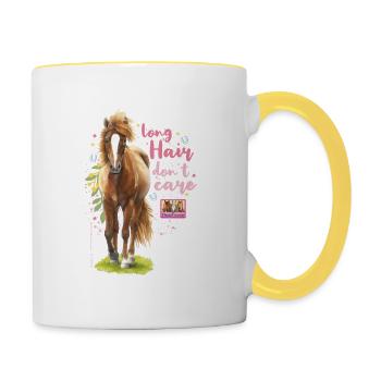 Pferdefreunde Long Hair Don't Care - Tasse zweifarbig - Weiß/Gelb - Rechts