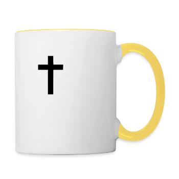 Jésus avec des croix - Mug contrasté - blanc/jaune - Droite
