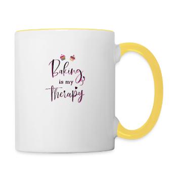 Baking is my Therapy! - Tasse zweifarbig - Weiß/Gelb - Rechts