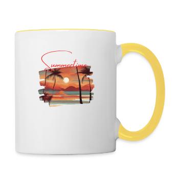 Vintage Beach Summertime - Mug contrasté - blanc/jaune - Droite