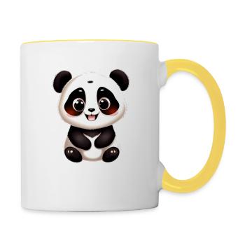 Baby Panda Motiv - Tasse zweifarbig - Weiß/Gelb - Rechts