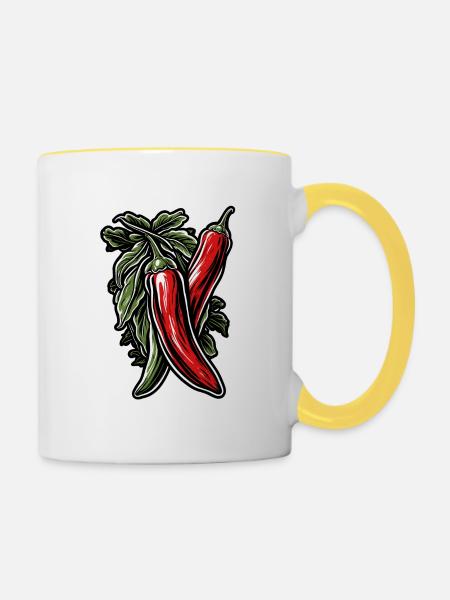 Lebensmittel / Gemüse / Markt / Vitamine / Design - Tasse zweifarbig - Weiß/Gelb