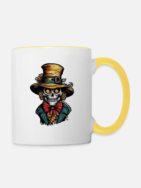 Vogelscheuche / Erntehelfer / Maisfeld / Feld - Tasse zweifarbig - Weiß/Gelb
