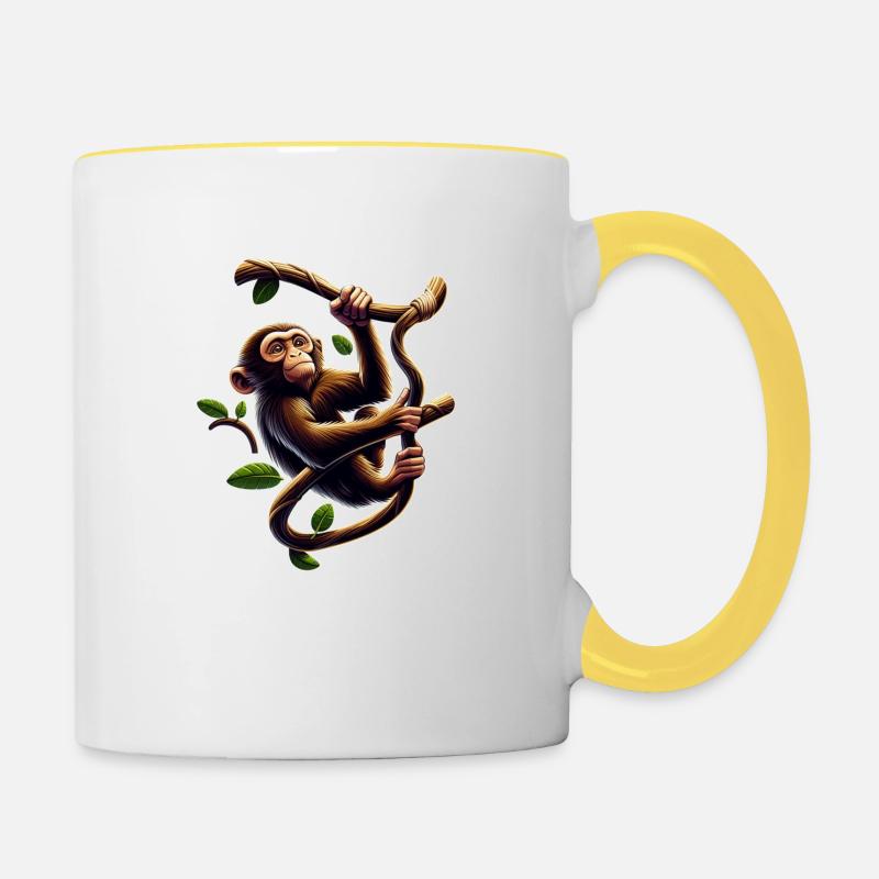 Climbing Monkey - Contrasting Mug - white/yellow