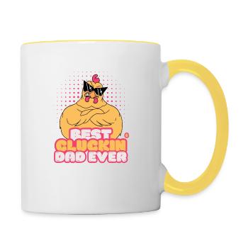 Best Cluckin Dad Ever Chicken Farmer Father's Day - Contrasting Mug - white/yellow - Right