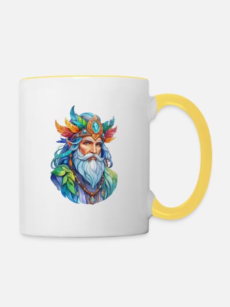 Druide Wasserfarben - Tasse zweifarbig - Weiß/Gelb