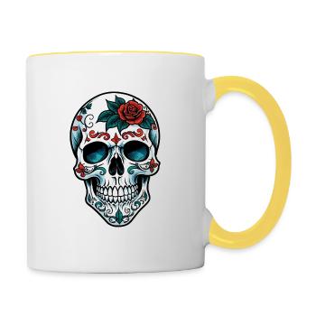 Skull Neo Traditional - Contrasting Mug - white/yellow - Right