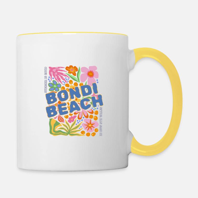Bondi Beach summer is good in Australia - Contrasting Mug - white/yellow