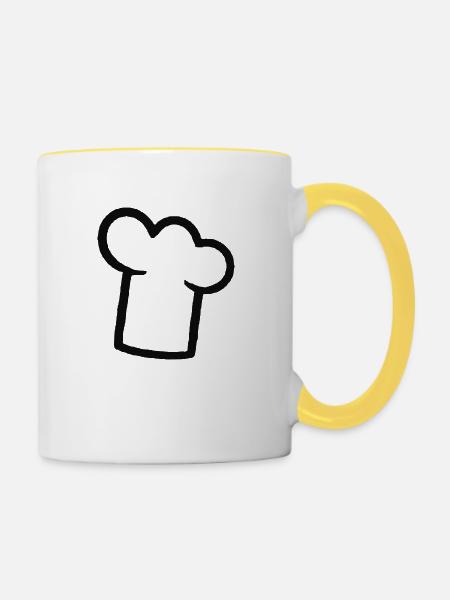 Kochmütze - Tasse zweifarbig - Weiß/Gelb