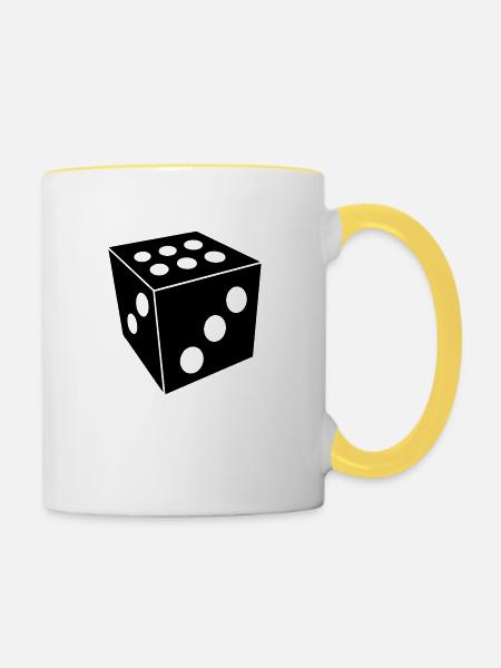 würfel - Tasse zweifarbig - Weiß/Gelb