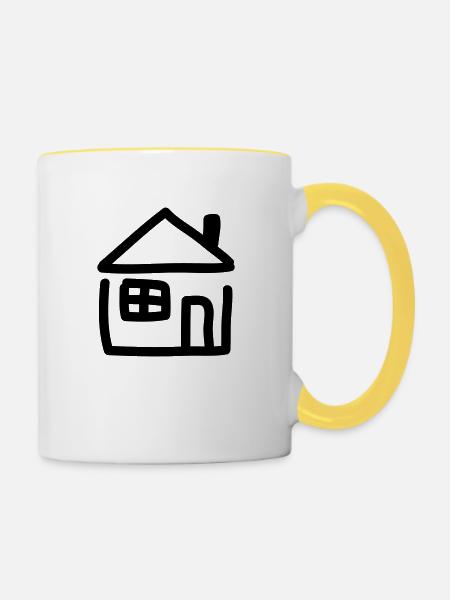 Haus - Line - Tasse zweifarbig - Weiß/Gelb