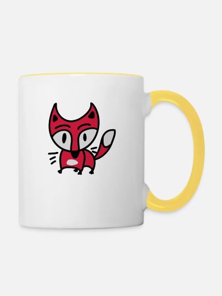 Kleiner Fuchs 3 - Tasse zweifarbig - Weiß/Gelb