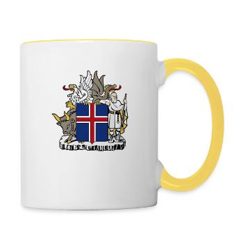 Iceland coat arms - Mug contrasté - blanc/jaune - Droite