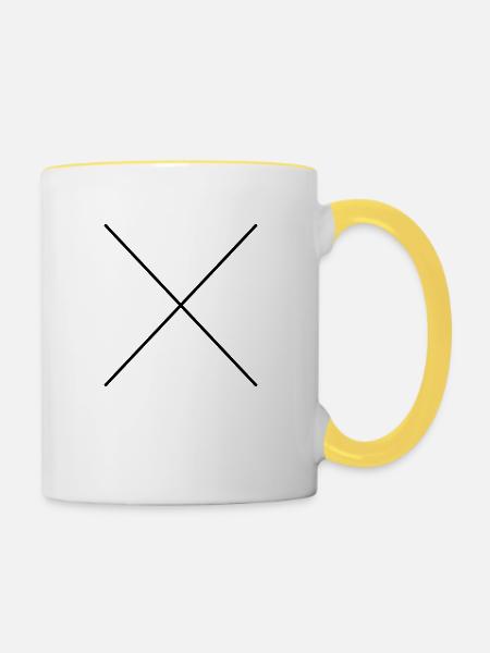 Kreuz - Tasse zweifarbig - Weiß/Gelb