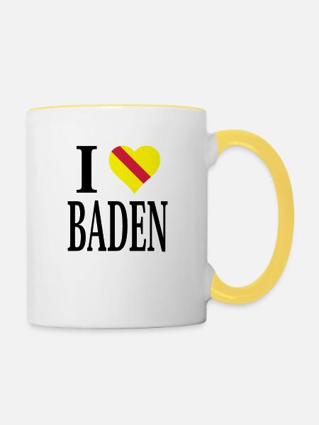 I love Baden - Tasse zweifarbig - Weiß/Gelb
