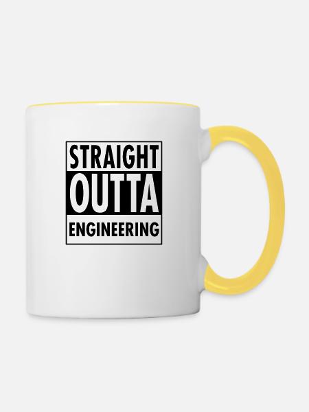 Straight Outta Engineering - Tasse zweifarbig - Weiß/Gelb