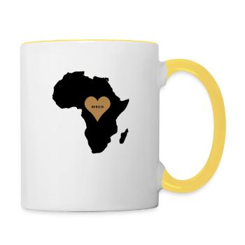 africa_love - Tasse zweifarbig - Weiß/Gelb - Rechts