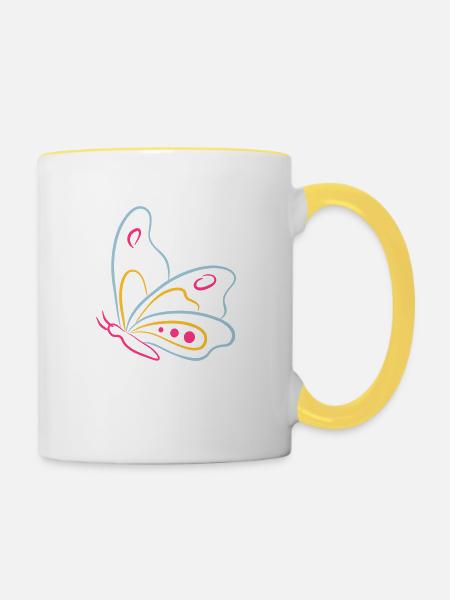 Butterfly de - Tasse zweifarbig - Weiß/Gelb