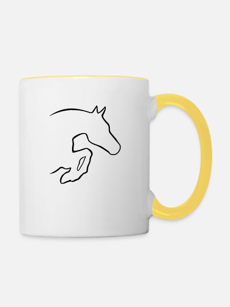 Springpferd - Tasse zweifarbig - Weiß/Gelb