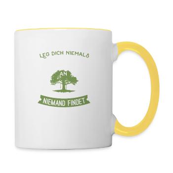 Dorfkind Baumhaus Dorf - Tasse zweifarbig - Weiß/Gelb - Rechts