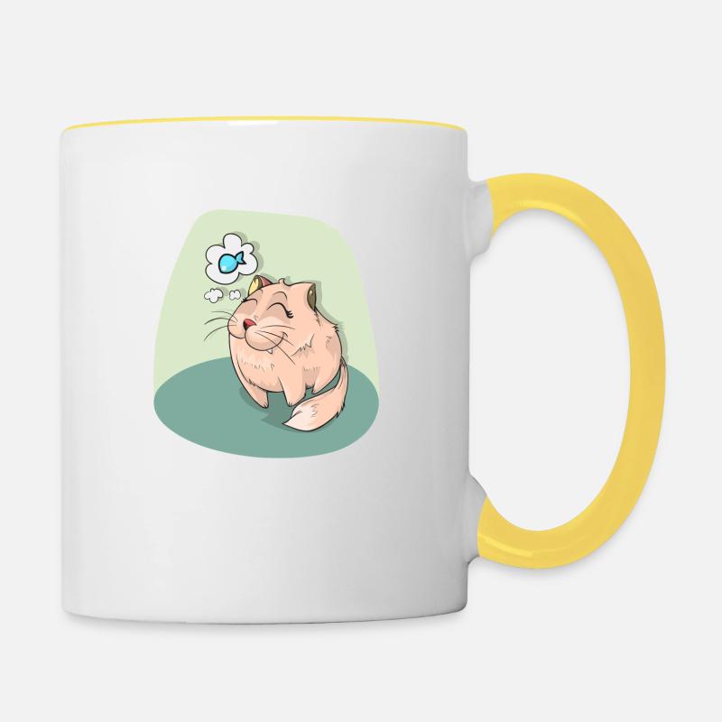 doux chat - Mug contrasté - blanc/jaune