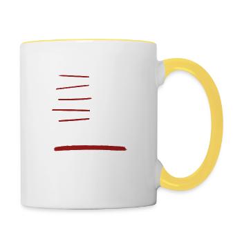 Zu müde, zu spät,... Los geht's Wandern! (Männer) - Tasse zweifarbig - Weiß/Gelb - Rechts