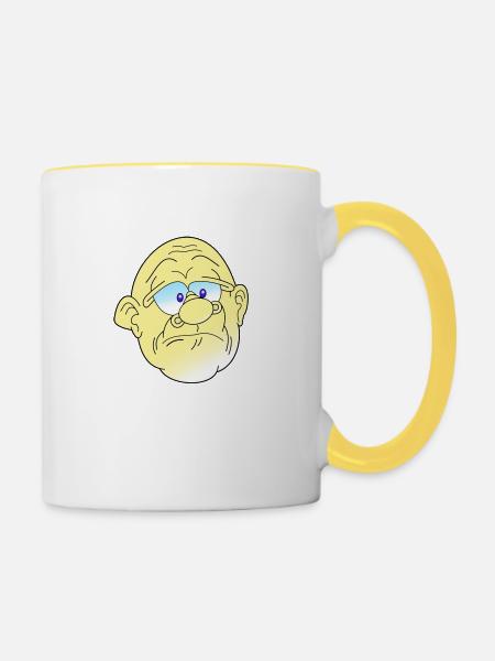 Müder Mann - Tasse zweifarbig - Weiß/Gelb