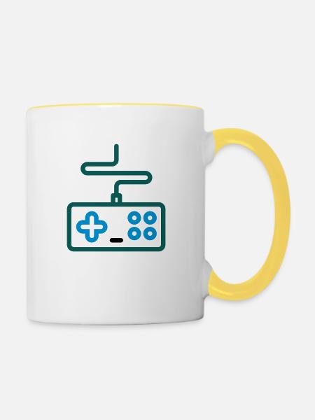 Gaming / eSports / Kontroller - Tasse zweifarbig - Weiß/Gelb