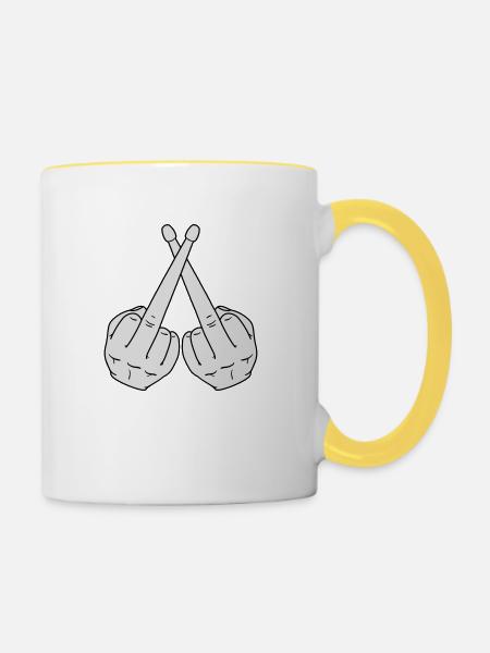 drumstickfinger - Tasse zweifarbig - Weiß/Gelb