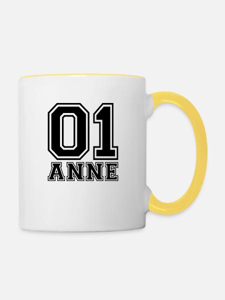 Anne - Name - Tasse zweifarbig - Weiß/Gelb