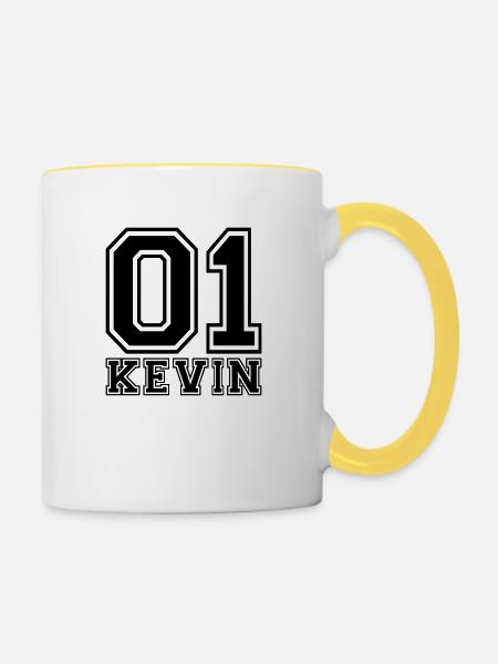 Kevin - Name - Tasse zweifarbig - Weiß/Gelb