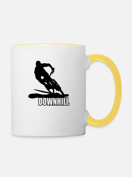 MTB Downhill Mountainbike - Tasse zweifarbig - Weiß/Gelb