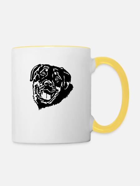 (213) Rottweiler - Tasse zweifarbig - Weiß/Gelb