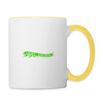 Angeln und Frau - Tasse zweifarbig - Weiß/Gelb - Rechts
