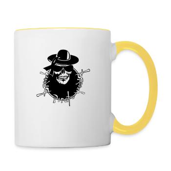 Breizh Piratenkopf des Todeskranichs abtrünniger Stern 2 - Tasse zweifarbig - Weiß/Gelb - Rechts