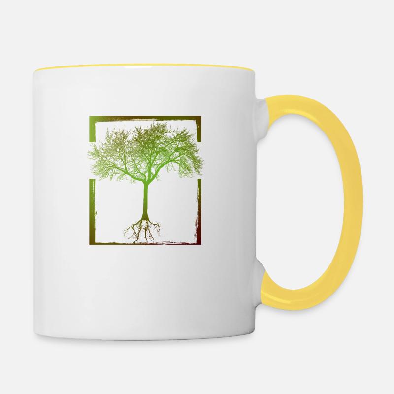 Mutter Natur - Rahmen 01 - Tasse zweifarbig - Weiß/Gelb