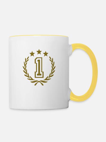 Lorbeerkranz (Sieger) 03 - Tasse zweifarbig - Weiß/Gelb