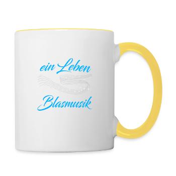 Blasmusik sinnlos ist ein Leben - Geschenk - Tasse zweifarbig - Weiß/Gelb - Rechts