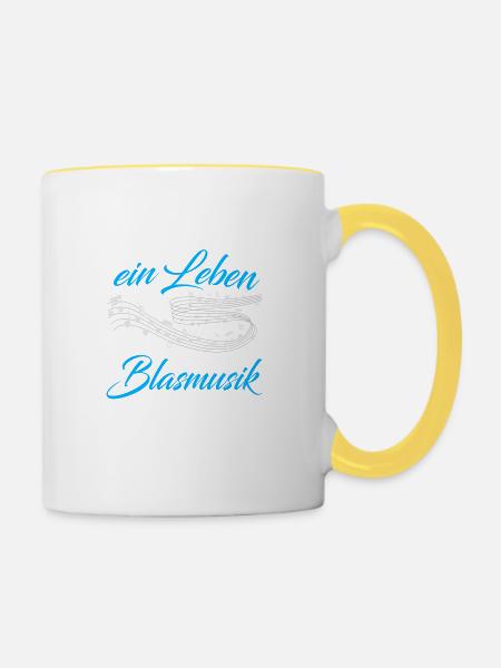 Blasmusik sinnlos ist ein Leben - Geschenk - Tasse zweifarbig - Weiß/Gelb