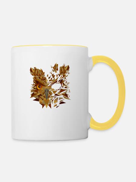 Eule - Tasse zweifarbig - Weiß/Gelb