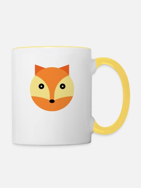 Fuchs - Tasse zweifarbig - Weiß/Gelb