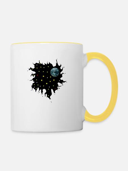 Galaxie - Tasse zweifarbig - Weiß/Gelb