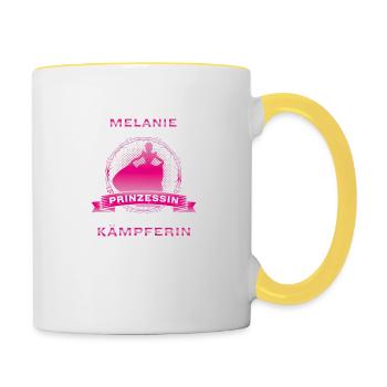 Geschenk Perfekte Mischung aus Prinzessin Melanie - Tasse zweifarbig - Weiß/Gelb - Rechts