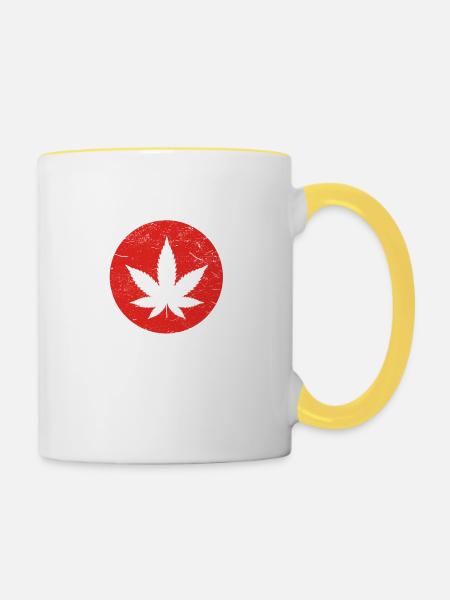 Geschenk reggea weed - Tasse zweifarbig - Weiß/Gelb