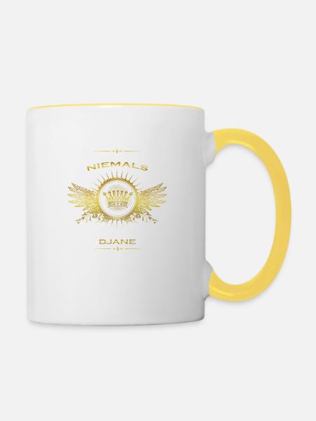 Geschenk Unterschaetze niemals Djane - Tasse zweifarbig - Weiß/Gelb