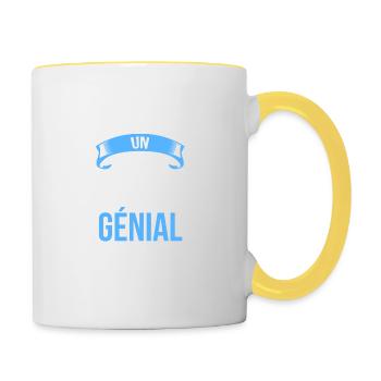 je suis un Jongleur génial - Mug contrasté - blanc/jaune - Droite