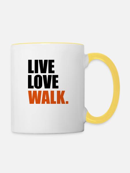 Nordic Walking - Tasse zweifarbig - Weiß/Gelb