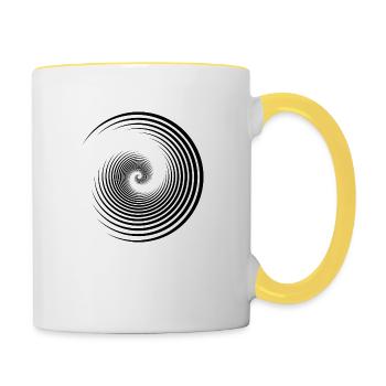 Optische Täuschung Kreis - Tasse zweifarbig - Weiß/Gelb - Rechts