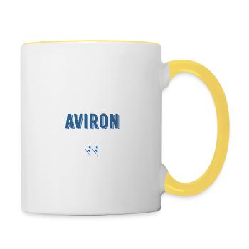 Accro à l'aviron - Mug contrasté - blanc/jaune - Droite